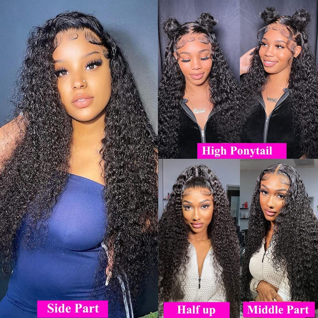 Ruilong Hair Brazilian HD Transparent 13x4 Lace Frontal Kinky Curly Human Hair Wig 13x4 Lace Front Wig For Women 180% 250% Density