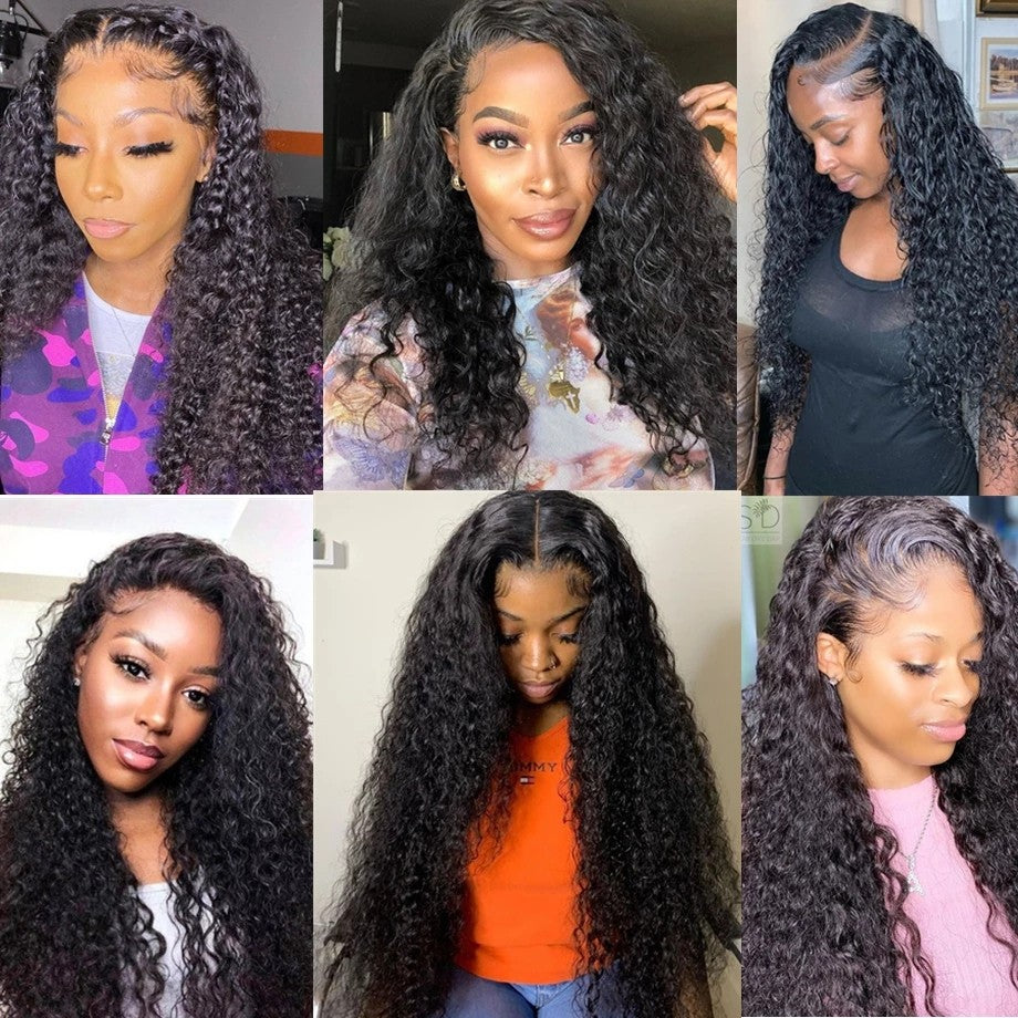 Ruilong Hair Brazilian HD Transparent 13x4 Lace Frontal Kinky Curly Human Hair Wig 13x4 Lace Front Wig For Women 180% 250% Density