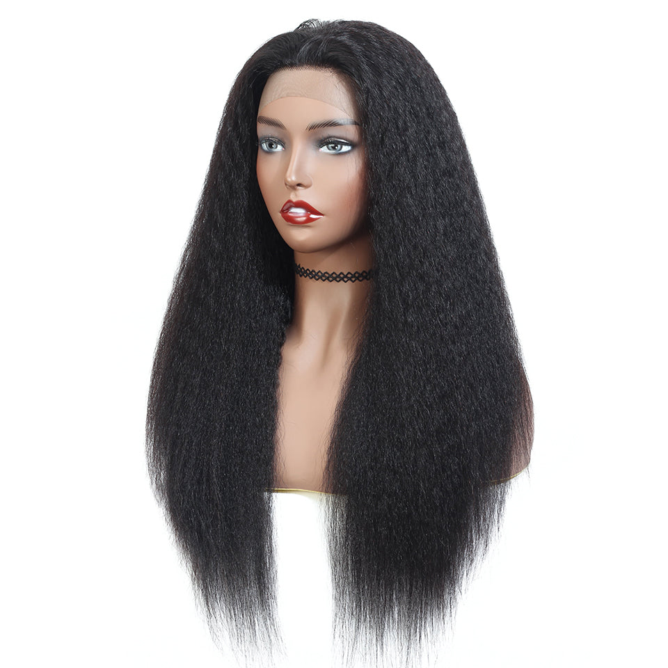 Ruilong Hair 13x4 Transparent Brazilian Kinky Straight Frontal Human Hair Wig 30 40 Inch Pre Plucked With Baby Hair 180% 250% Density Lace Front Wig For Women