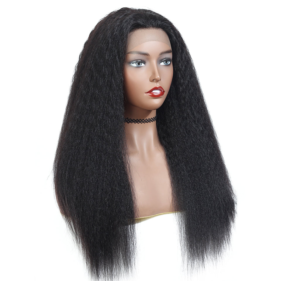 Ruilong Hair 13x4 Transparent Brazilian Kinky Straight Frontal Human Hair Wig 30 40 Inch Pre Plucked With Baby Hair 180% 250% Density Lace Front Wig For Women