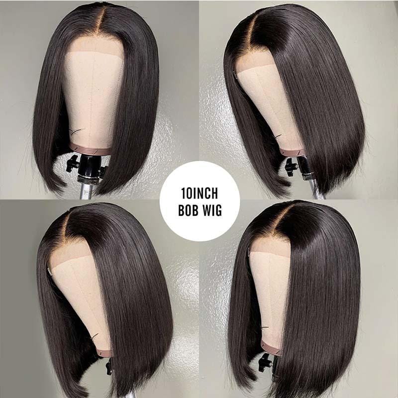 Ruilong Hair 13x4 180% density Straight Short Bob Wig Lace Front Human Hair Wigs For Black Women