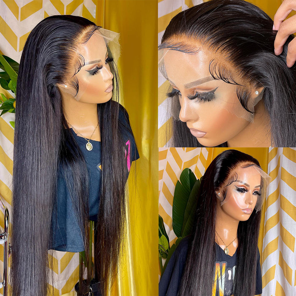 Ruilong Hair Malaysian Straight 13x6 HD Transparent Lace Frontal Wig For Women 180% 250% Density