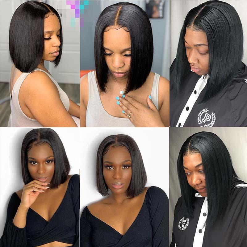 Ruilong Hair 13x4 180% density Straight Short Bob Wig Lace Front Human Hair Wigs For Black Women