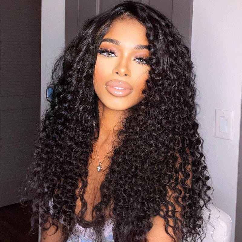 Ruilong Hair HD Transparent Deep Wave 4x4 Lace Closure Human Hair Wig 100% Brazilian Human Hair 4x4 Lace Closure Wig for Women 180% 250% Density