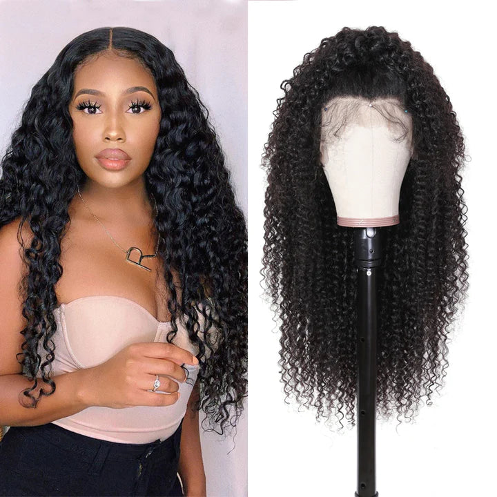 Ruilong Hair Brazilian Kinky Curly 13x4 Lace Frontal Wigs Human Hair for Women HD Lace Frontal Wig Kinky Curly Human Hair Wig Pre-Plucked