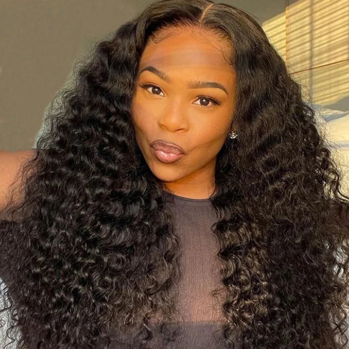 Ruilong Hair HD Transparent Deep Wave 4x4 Lace Closure Human Hair Wig 100% Brazilian Human Hair 4x4 Lace Closure Wig for Women 180% 250% Density