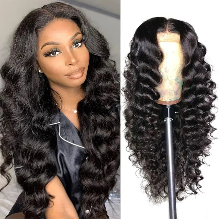 Ruilong Hair 5X5 Deep Wave Lace Closure Human Hair Wigs Peruvian HD Transparent Lace Deep Wave Human Hair Wigs For Women