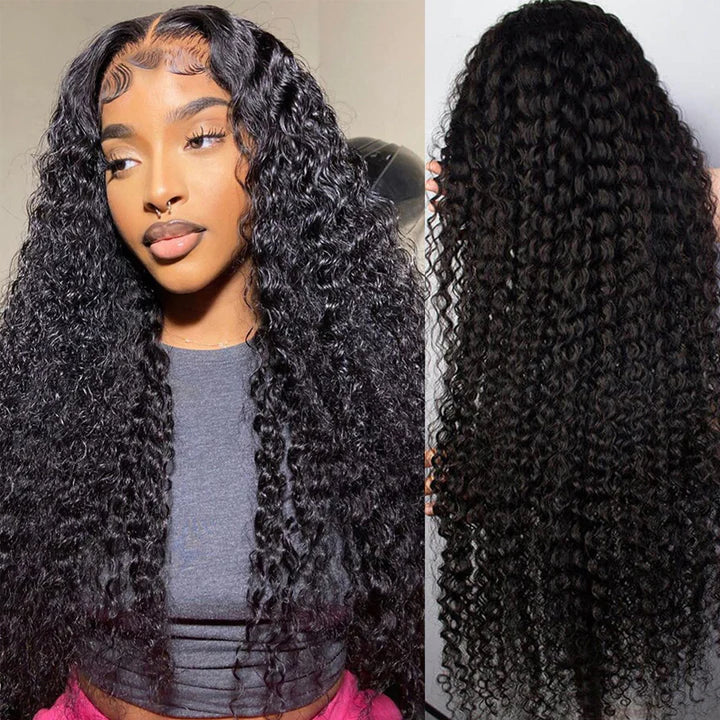 Ruilong Hair 13x4 Kinky Curly Lace Front Human Hair Wig For Black Women Brazilian HD Transparent Lace Frontal Wig 150%-250% Density