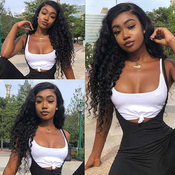 Ruilong Hair 5X5 Deep Wave Lace Closure Human Hair Wigs Peruvian HD Transparent Lace Deep Wave Human Hair Wigs For Women