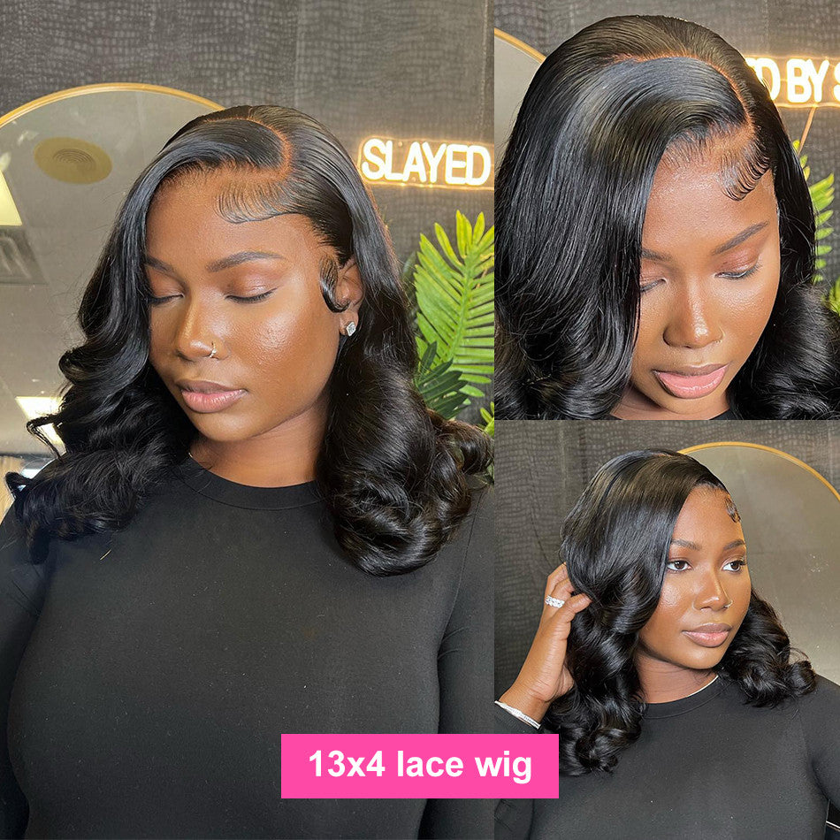 Ruilong Hair 13x4 Body Wave Lace Front Human Hair Wig Short Bob Wig For Women 180% Density