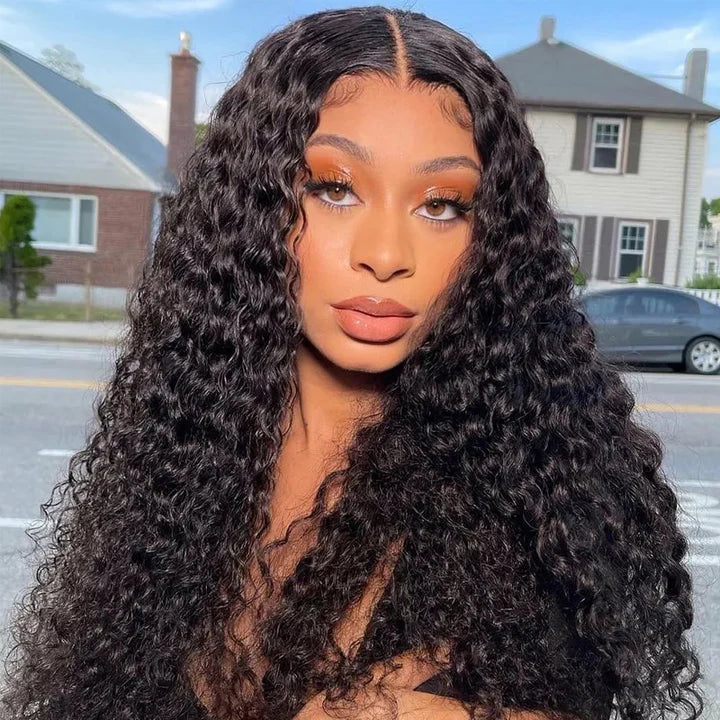 Ruilong Hair Kinky Curly Wig Transparent Lace Closure Wig For Women Natural Color Human Hair Wig Peruvian 4X4 Lace Closure Wig