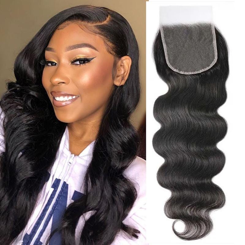 Ruilong Hair 1PCS 4"X4" Body Wave Transparent Lace Closure 100% Virgin Human Hair