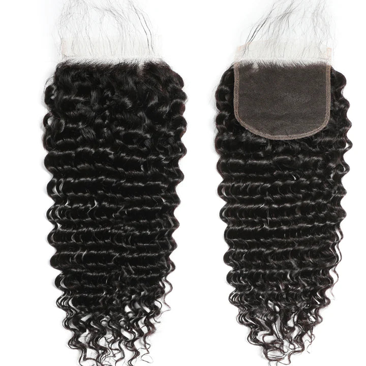 Ruilong Hair Deep Wave 4x4 Transparent Lace Closure With Baby Hair Virgin Human Hair