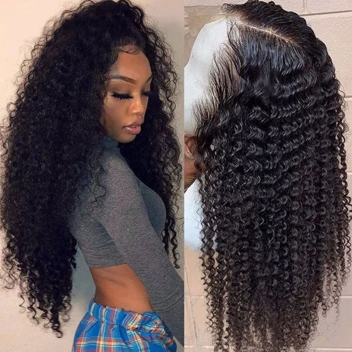 Ruilong Hair Malaysian 4x4 Kinky Curly Lace Closure Wig Pre Plucked Kinky 100% Human Hair Wigs 30 40 Inch Lace Closure Wigs for Women