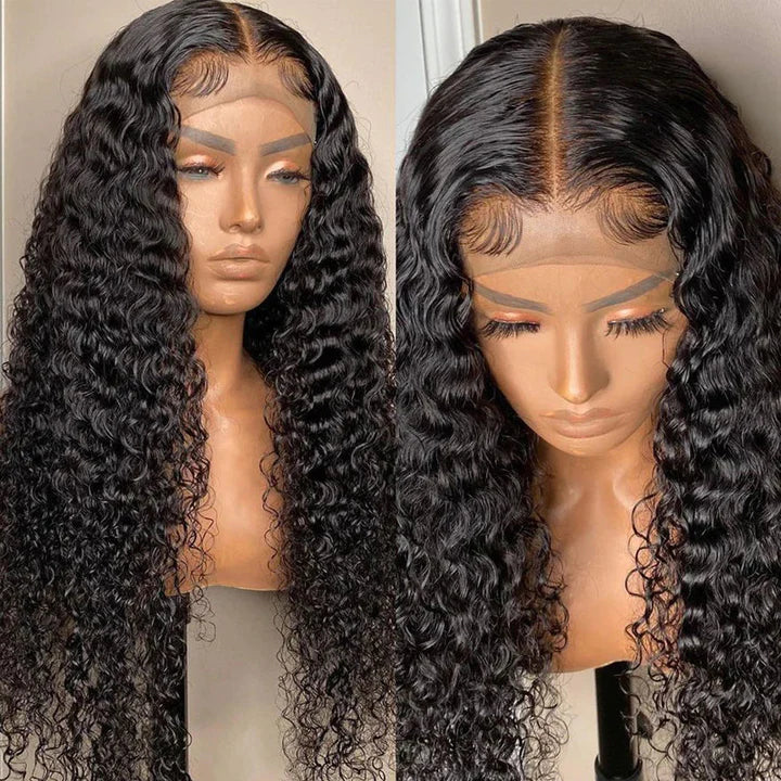 Ruilong Hair 4x4 Kinky Curly Lace Closure  Brazilian Human Hair Wig 180% Curly Wave Wigs for Black Women Transparent Lace Closure Wigs