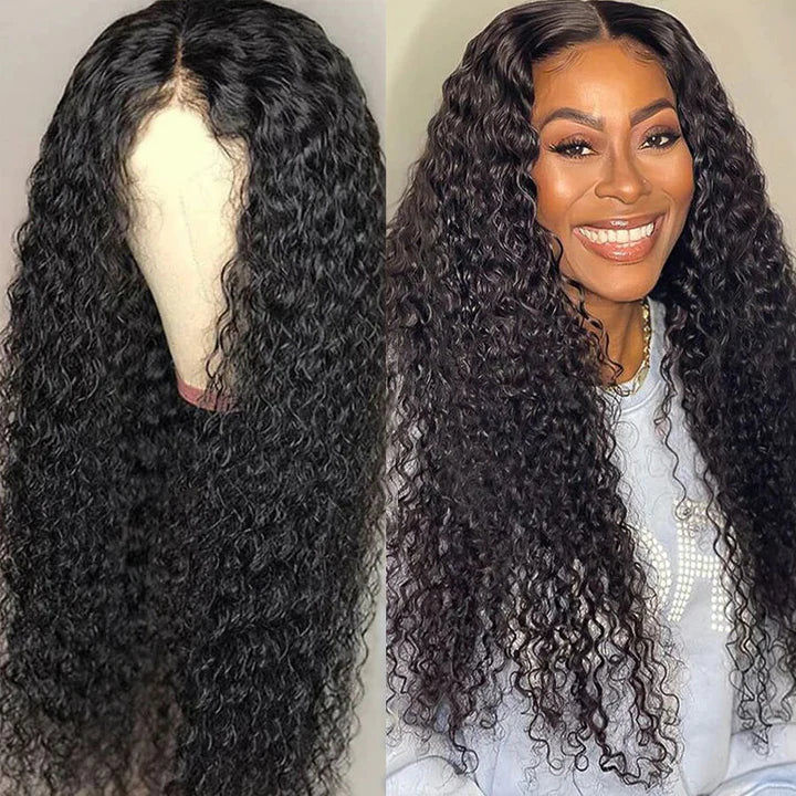 Ruilong Hair Kinky Curly Wig Transparent Lace Closure Wig For Women Natural Color Human Hair Wig Peruvian 4X4 Lace Closure Wig