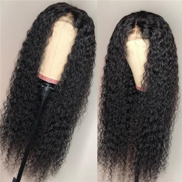 Ruilong Hair 5x5 Transparent Lace Closure Kinky Curly Wig Brazilian Kinky Curly Human Hair Wig 30 40 Inch 180% 250% Density