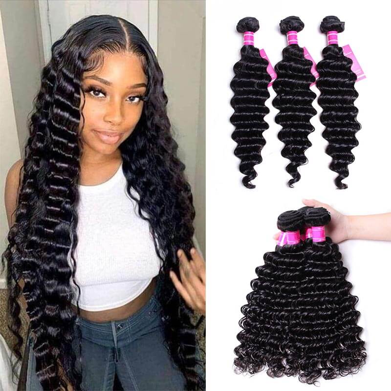 Ruilong Hair 12A Grade Deep Wave 120g/1PCS Virgin Hair Human Hair Bundles Natural Color For Women