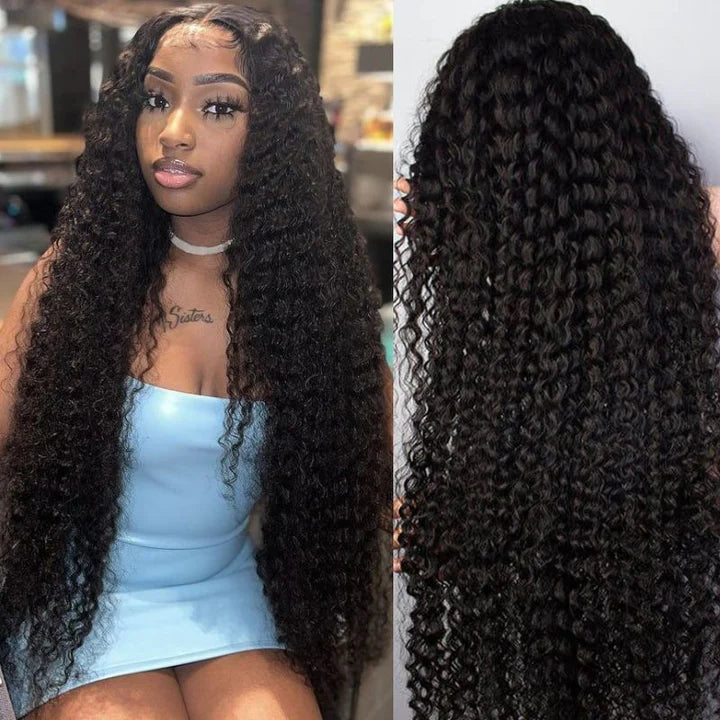 Ruilong Hair 5x5 Transparent Lace Closure Kinky Curly Wig Brazilian Kinky Curly Human Hair Wig 30 40 Inch 180% 250% Density