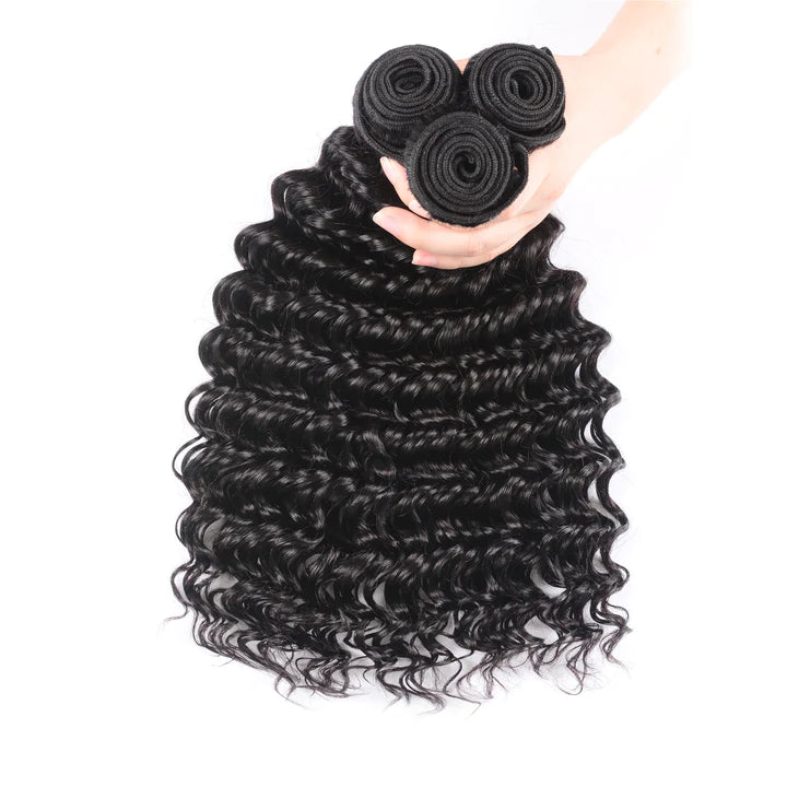 Ruilong Hair 12A Grade Deep Wave 120g/1PCS Virgin Hair Human Hair Bundles Natural Color For Women