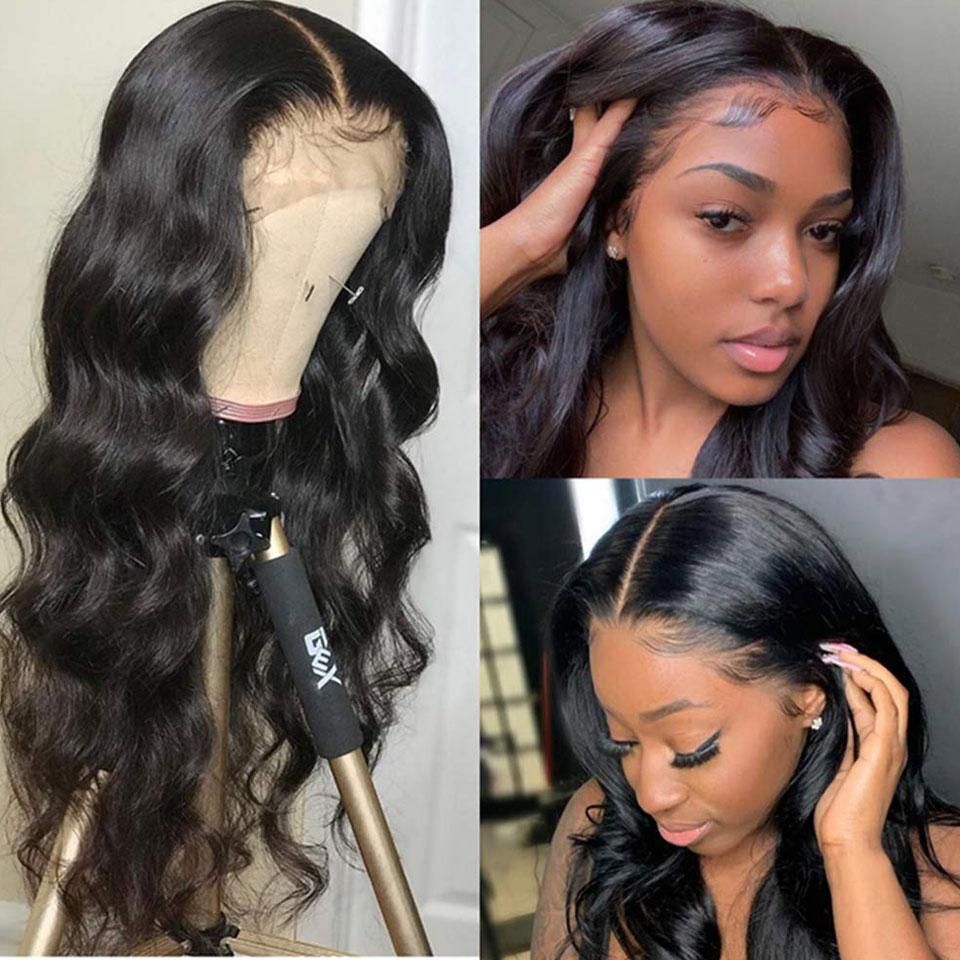 Ruilong Hair Brazilian Body Wave 13x6 HD Transparent Lace Frontal Wig 30 40 inch Body Wave Human Hair Wigs for Women 180% 250% Density