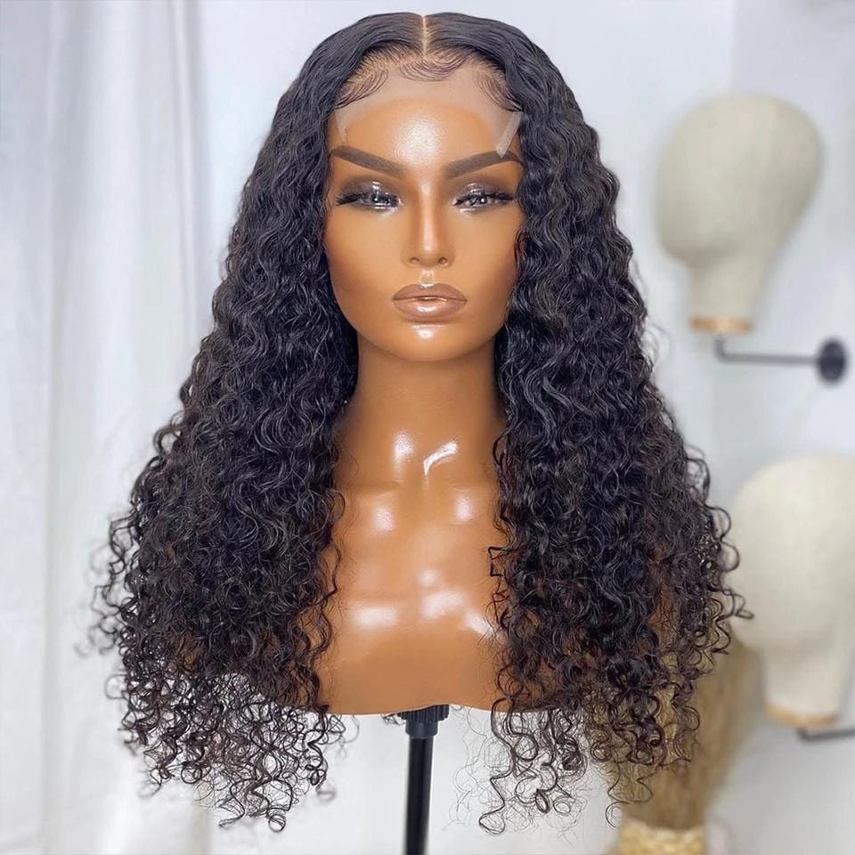 Ruilong Hair 30 32 40 inch 4x4 HD Transparent Peruvian Lace Closure Water Wave Human Hair Wig For Women 180% 250% Density