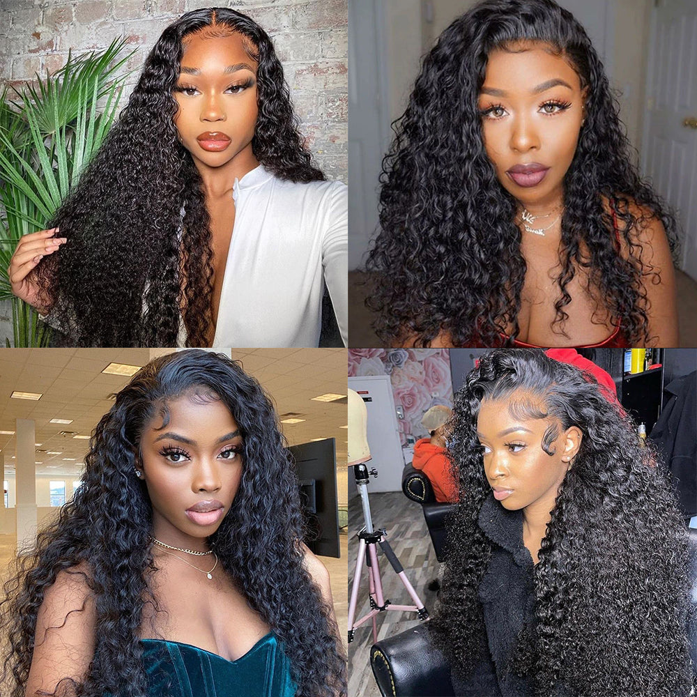 Ruilong Hair 30 32 40 inch 4x4 HD Transparent Peruvian Lace Closure Water Wave Human Hair Wig For Women 180% 250% Density