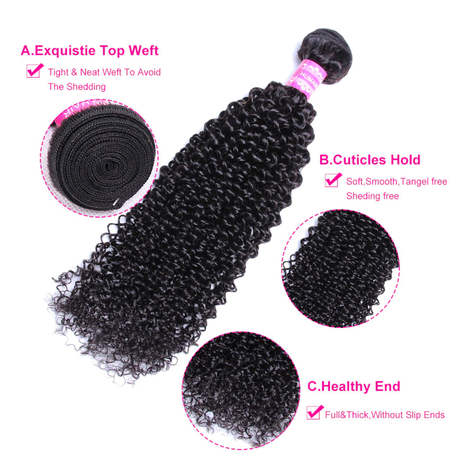 Ruilong Hair 12A Grade Kinky Curly 120g/1PCS Virgin Hair Bundles Natural Color 100% Human Hair Extension