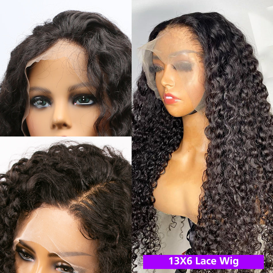 Ruilong Hair 13x6 HD Transparent Lace Frontal Wig Kinky Curly Human Hair Wigs Malaysian Kinky Curly For Women 180% 250% Density