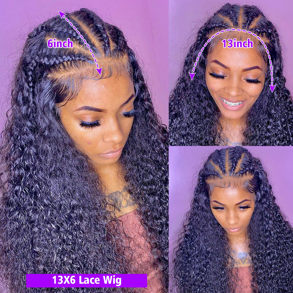 Ruilong Hair Peruvian Kinky Curly Wig 13x6 HD Transparent Lace Frontal Human Hair Wig For Black Women 30 Inch 40 Inch Kinky Curly Wigs