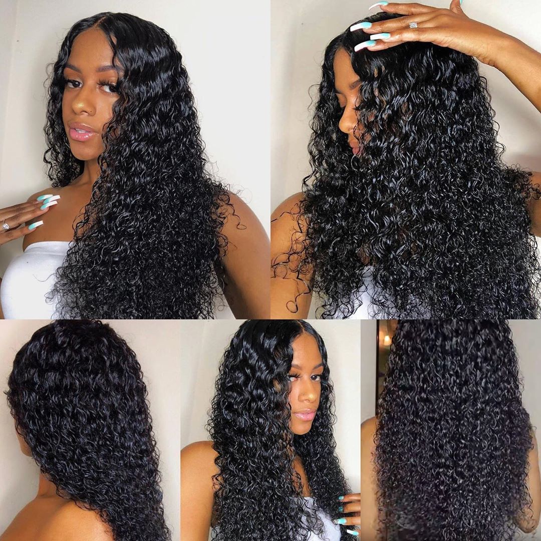 Ruilong Hair Peruvian Kinky Curly Wig 13x6 HD Transparent Lace Frontal Human Hair Wig For Black Women 30 Inch 40 Inch Kinky Curly Wigs