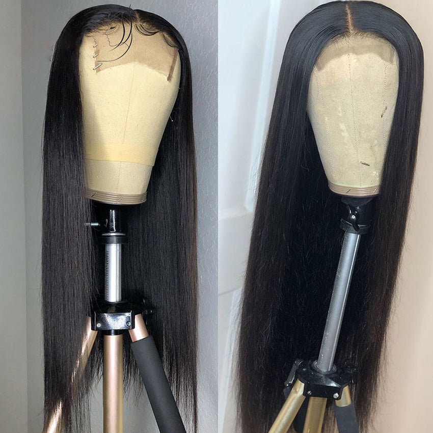 Ruilong Hair Straight 6x6 HD Transparent Lace Closure Wig Peruvian 100% Human Hair Straight Hair Wig