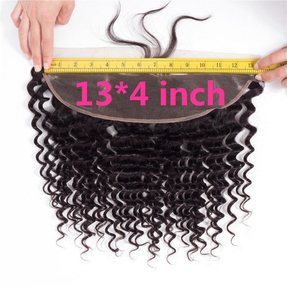 Ruilong Hair Deep  Wave Hair Lace Frontal Virgin Human Hair 13*4 Ear to Ear Lace Frontal