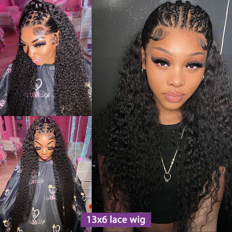 Ruilong Hair Peruvian Kinky Curly Wig 13x6 HD Transparent Lace Frontal Human Hair Wig For Black Women 30 Inch 40 Inch Kinky Curly Wigs