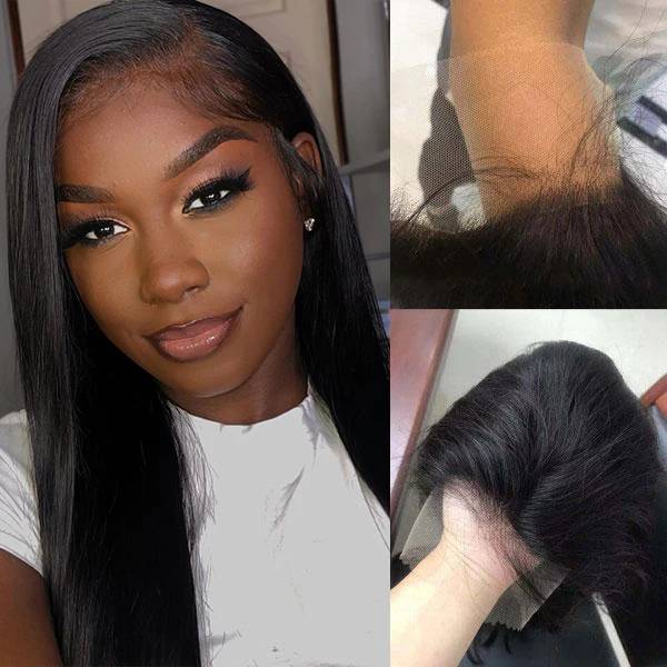 Ruilong 13x4 HD Transparent Lace Wigs Human Hair Brazilian Silk Straight Human Hair Wigs Natural Black Color 150% 180% 250% Density