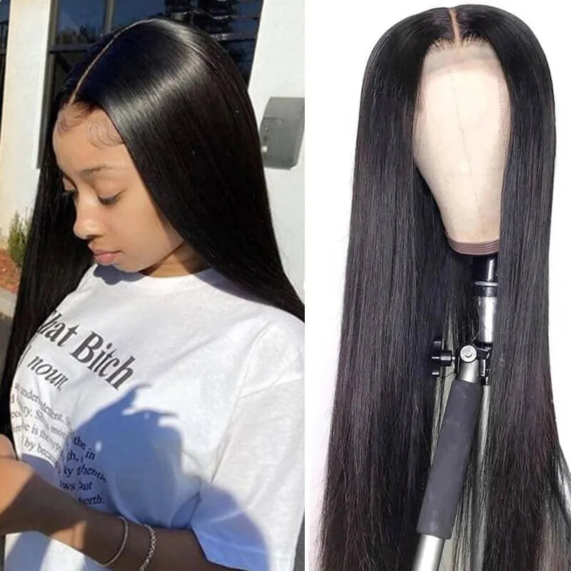 Ruilong Hair 5x5 HD Transparent Human Hair Malaysian Straight Lace Closure Wig 100% Human Hair Wig