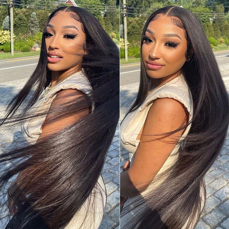 Ruilong Hair 13x4 HD Transparent Lace Frontal Human Hair Wig Peruvian Straight Lace Frontal Wig