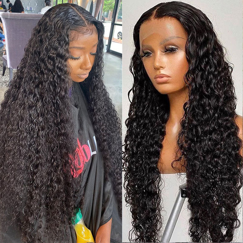 Ruilong Hair Brazilian Deep Wave 13x6 HD Transparent Lace Frontal Wig Deep Wave Human Hair Wigs For Women 180% 250% Density