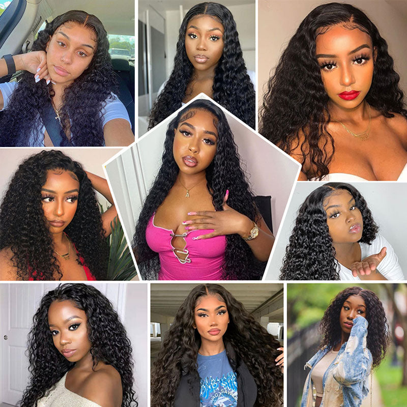 Ruilong Hair Brazilian Deep Wave 13x6 HD Transparent Lace Frontal Wig Deep Wave Human Hair Wigs For Women 180% 250% Density