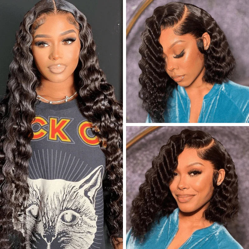 Ruilong Hair Deep Wave Human Hair Lace Frontal Wigs For Women Malaysian Human Hair 13x4 HD Transparent Lace Wigs With Frontal 180% 250% Density